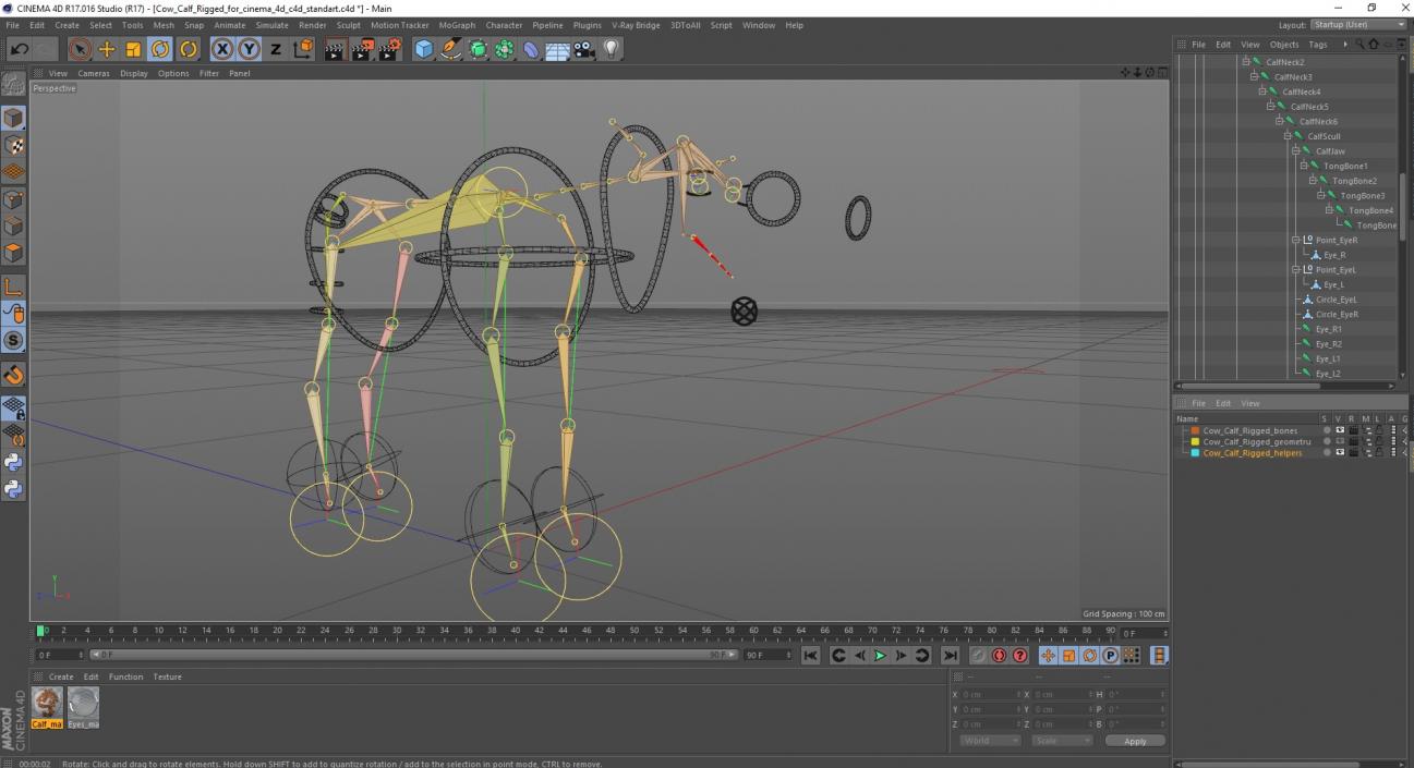 Cow Calf Rigged for Cinema 4D 3D model