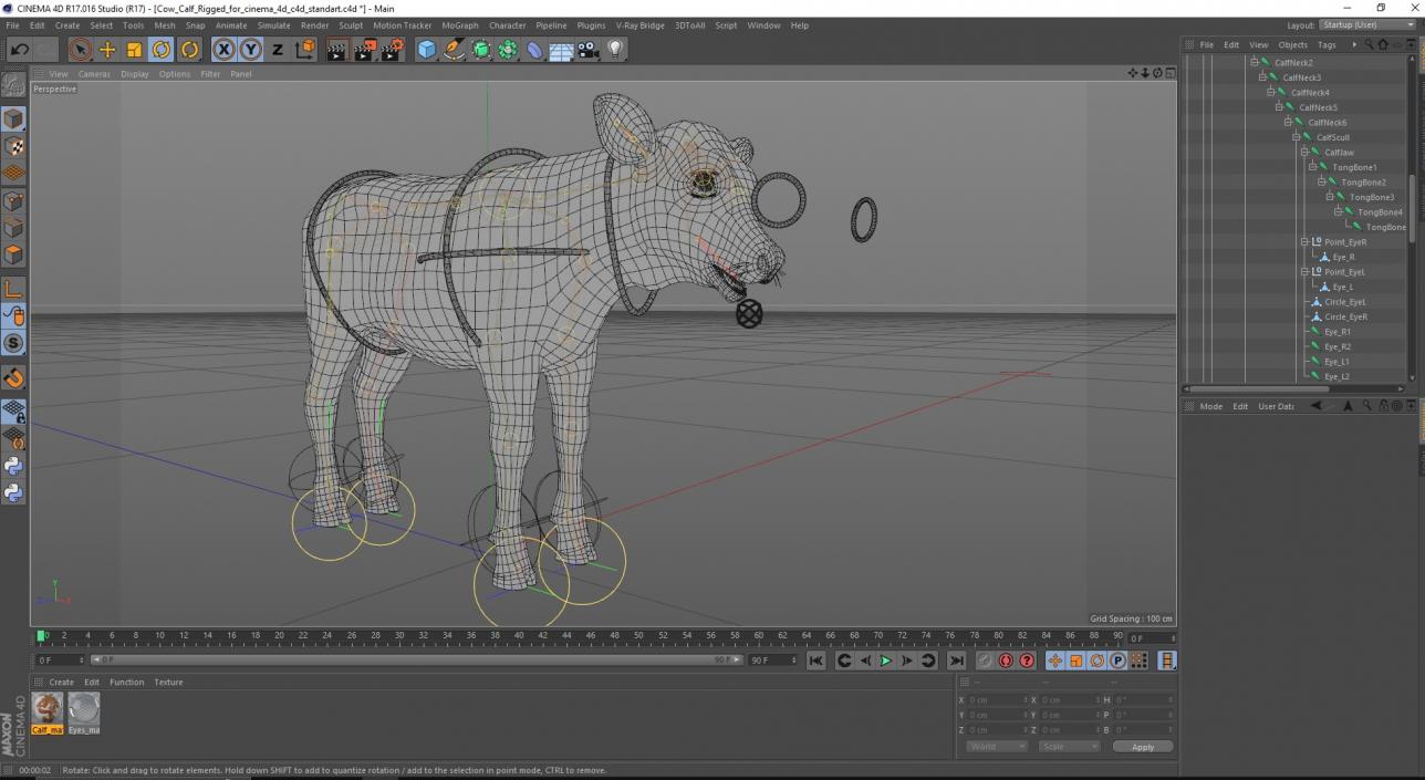 Cow Calf Rigged for Cinema 4D 3D model