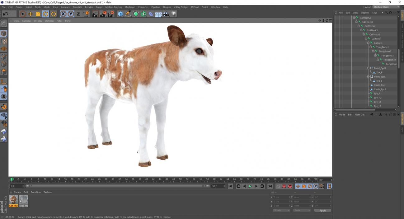 Cow Calf Rigged for Cinema 4D 3D model