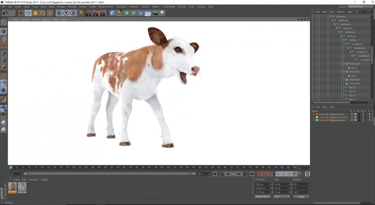 Cow Calf Rigged for Cinema 4D 3D model