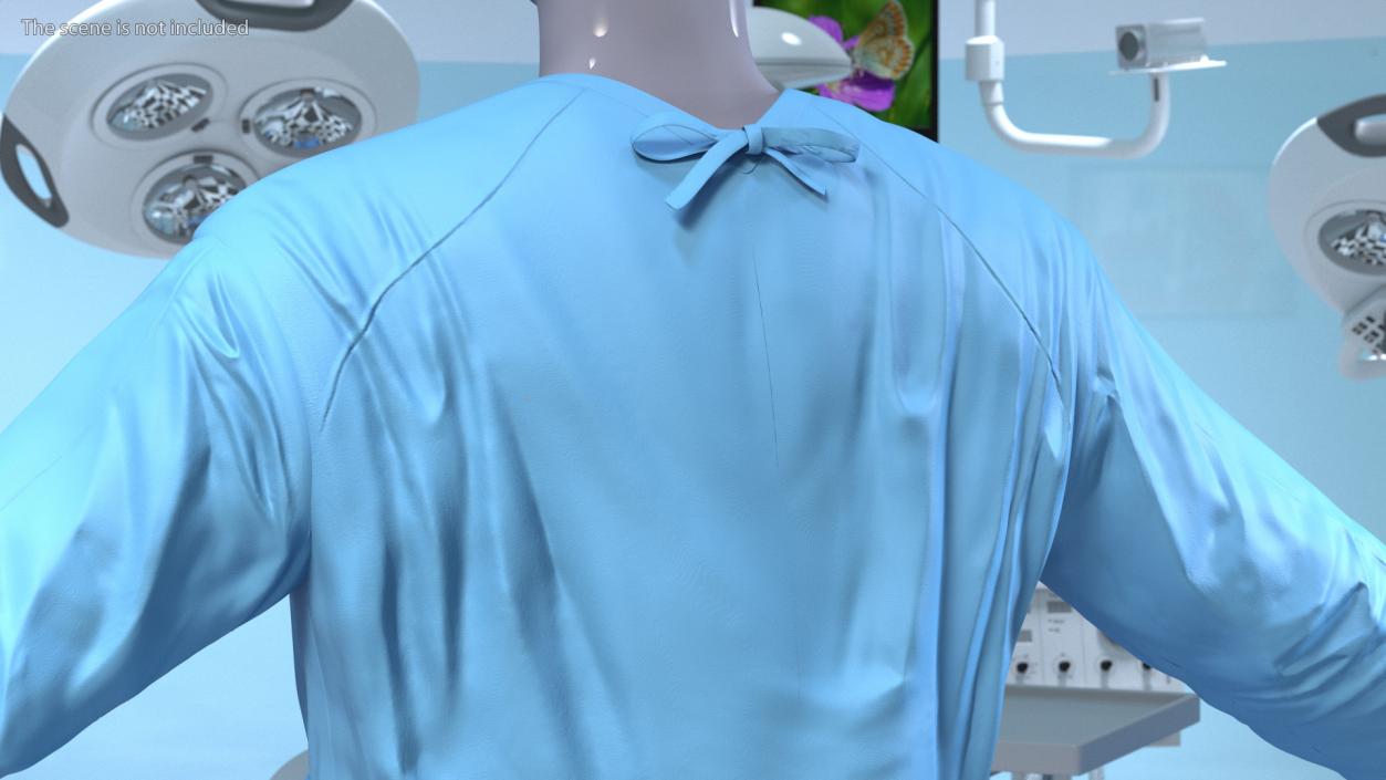 3D Full Sleeve Blue Cotton Surgeon Gown