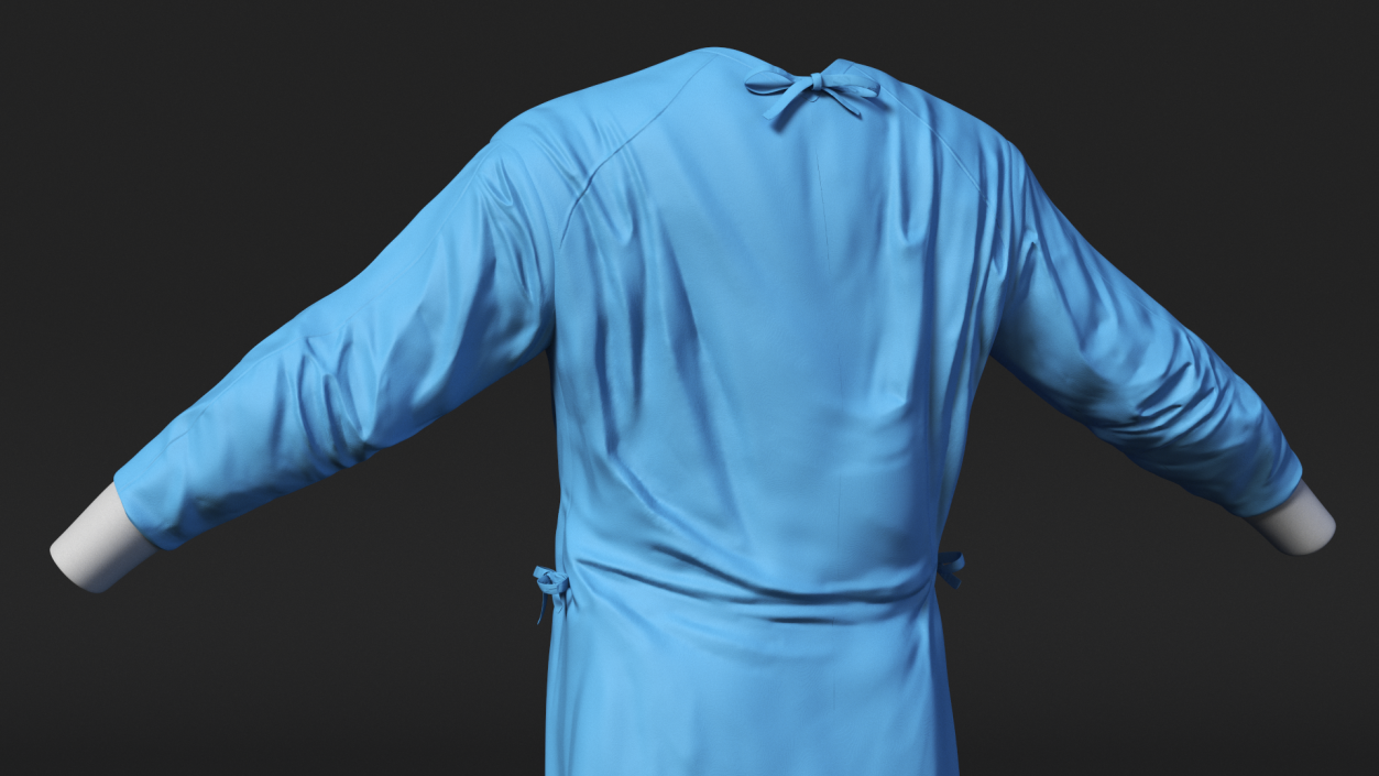 3D Full Sleeve Blue Cotton Surgeon Gown