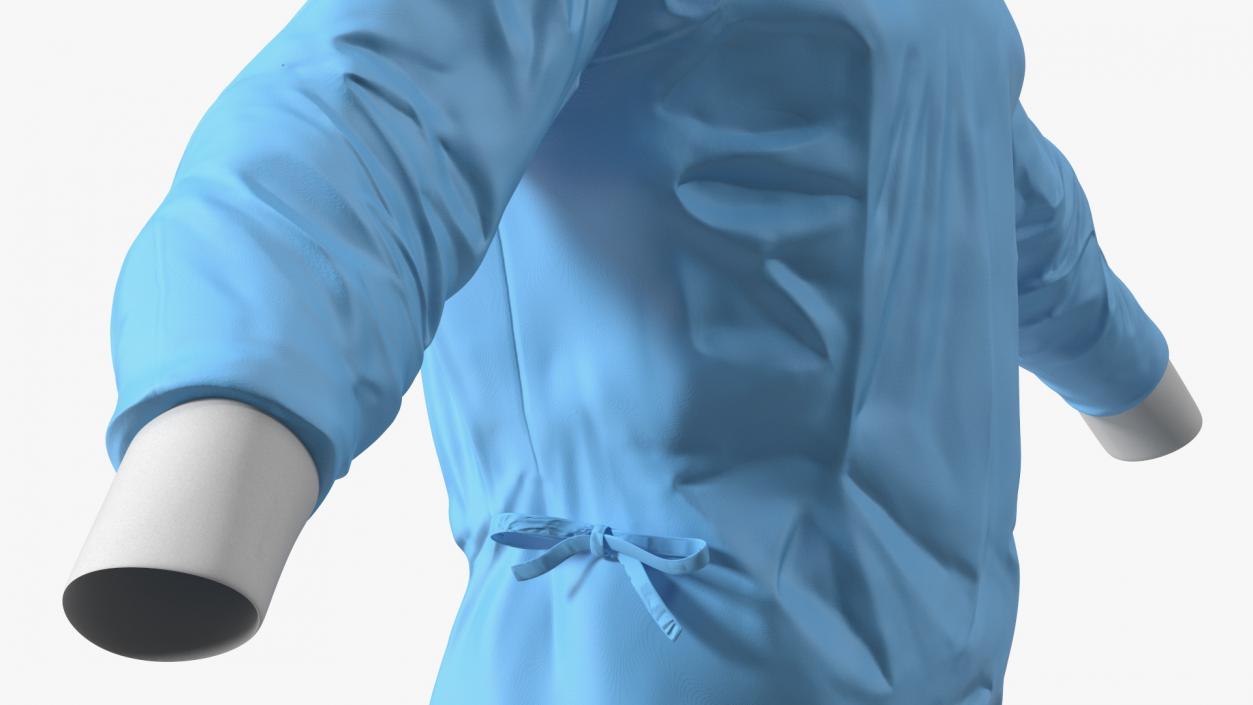 3D Full Sleeve Blue Cotton Surgeon Gown