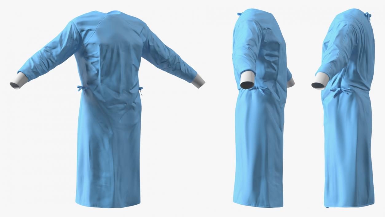 3D Full Sleeve Blue Cotton Surgeon Gown