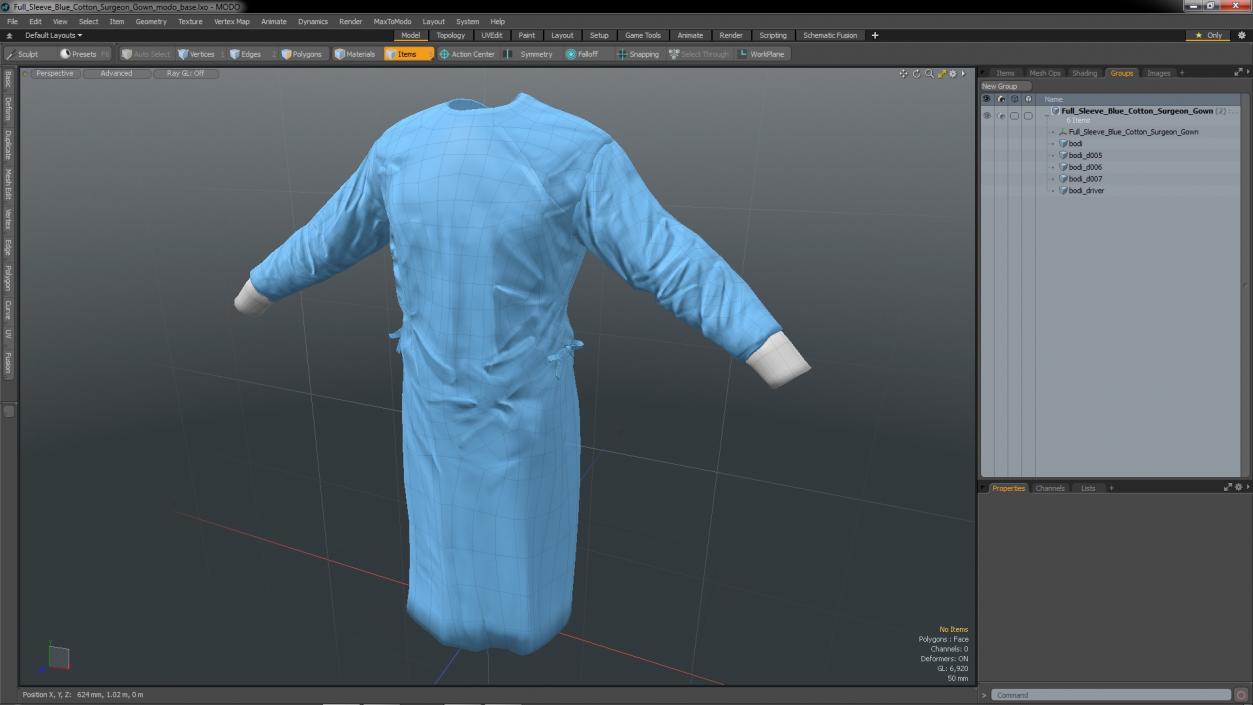 3D Full Sleeve Blue Cotton Surgeon Gown