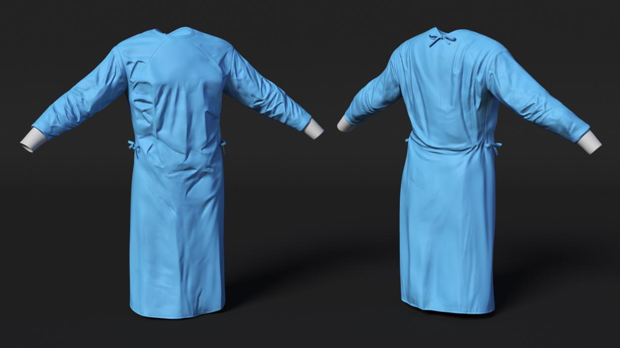 3D Full Sleeve Blue Cotton Surgeon Gown