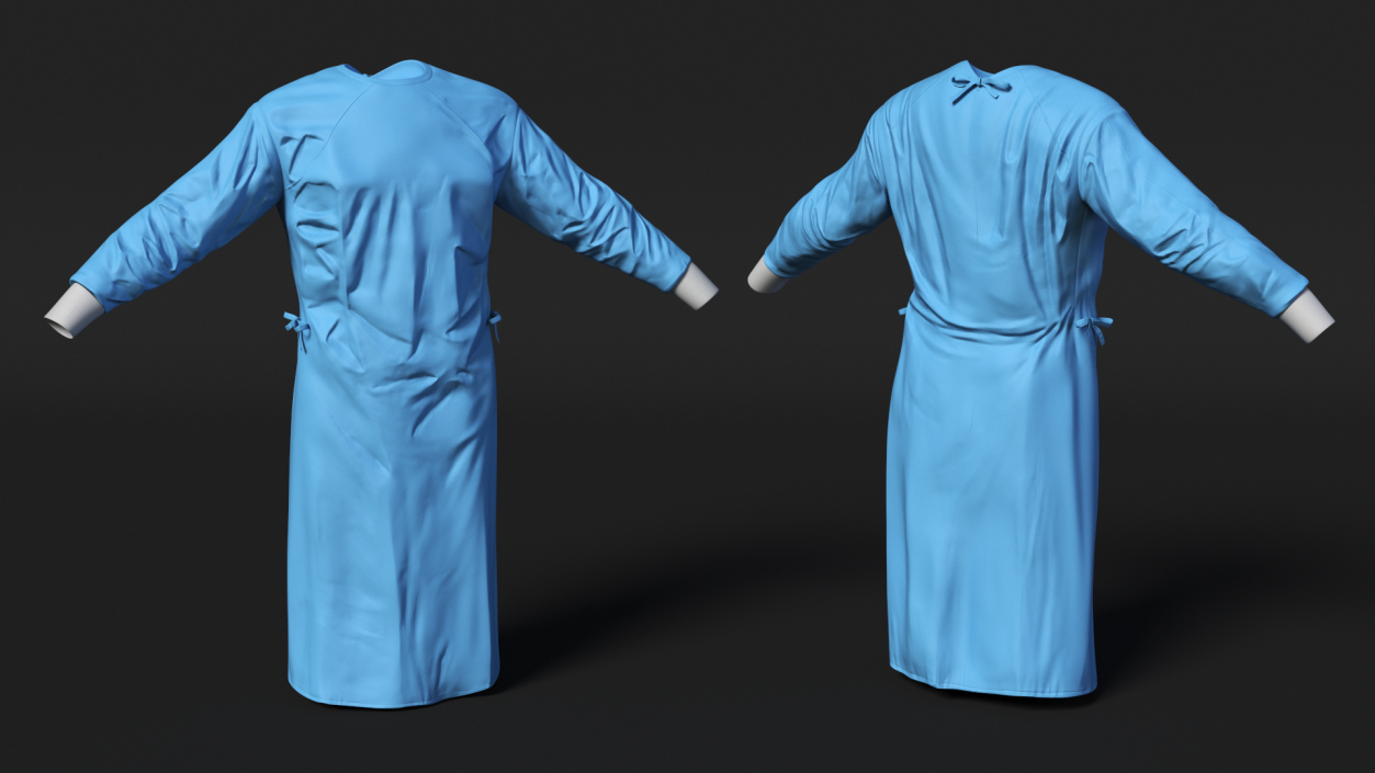 3D Full Sleeve Blue Cotton Surgeon Gown