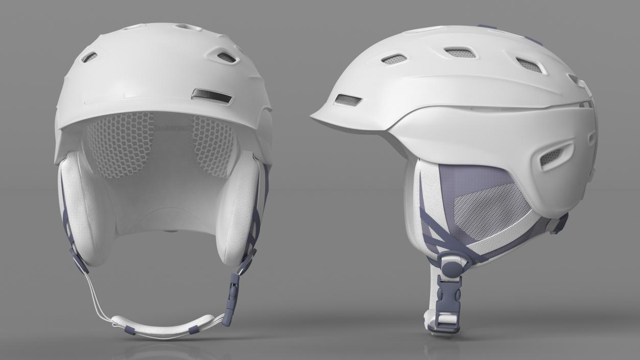 White Snowboard Helmet 3D