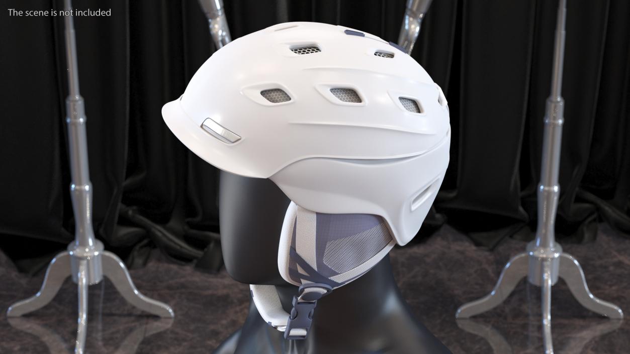 White Snowboard Helmet 3D