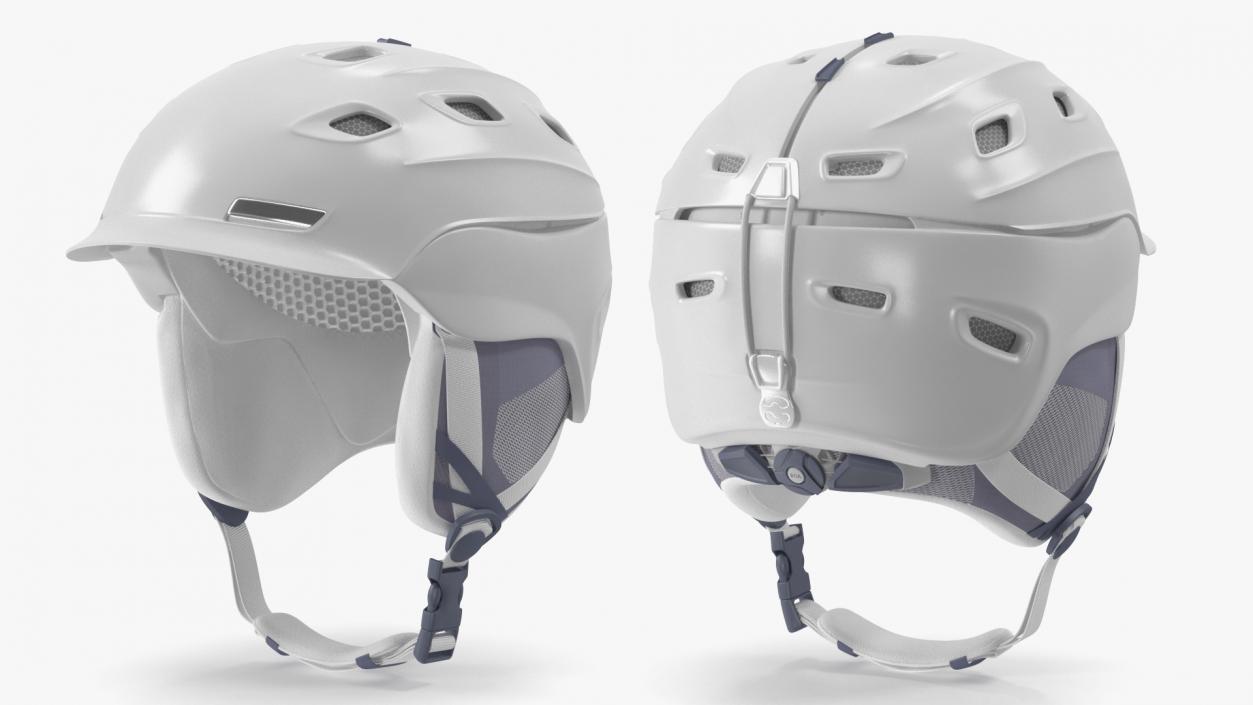 White Snowboard Helmet 3D