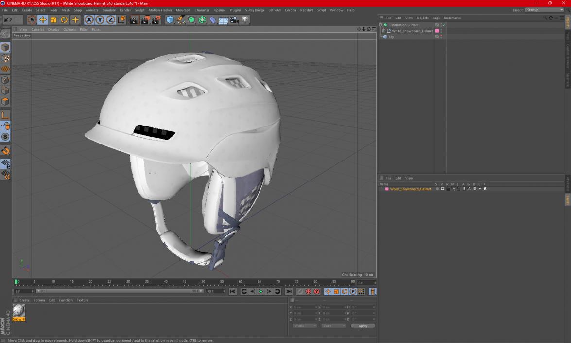 White Snowboard Helmet 3D