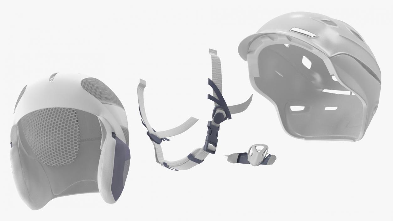 White Snowboard Helmet 3D