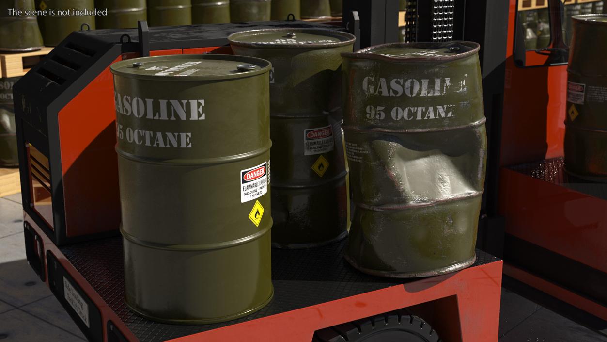 3D model Gasoline 95 Octane Metal Barrel Set