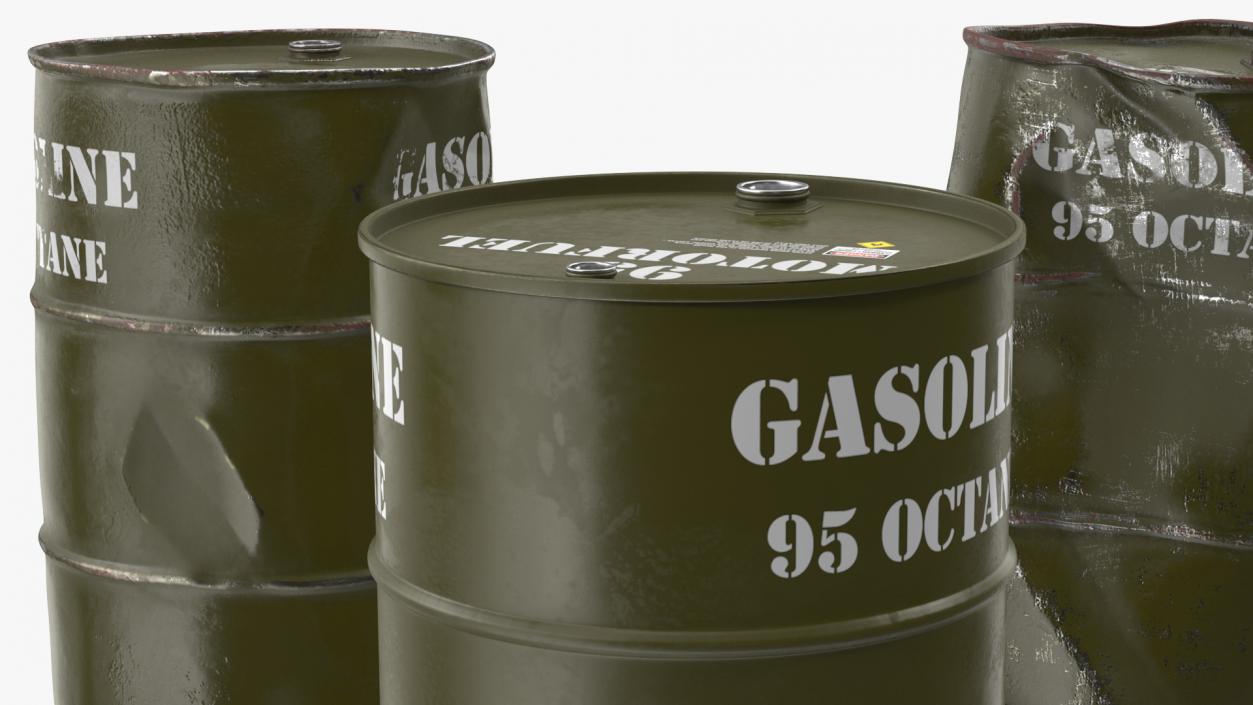 3D model Gasoline 95 Octane Metal Barrel Set