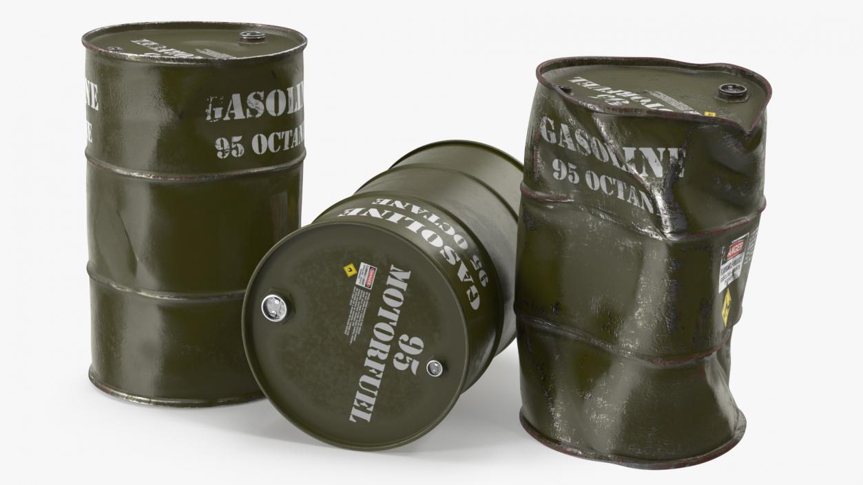 3D model Gasoline 95 Octane Metal Barrel Set