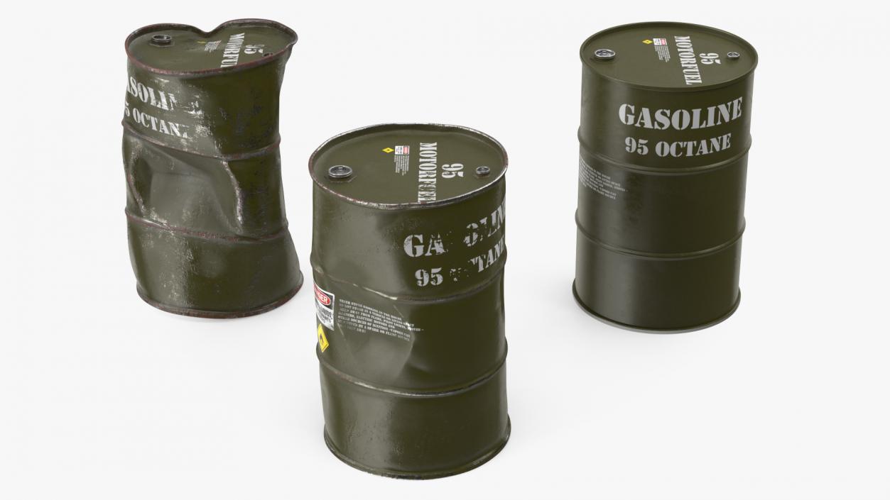 3D model Gasoline 95 Octane Metal Barrel Set