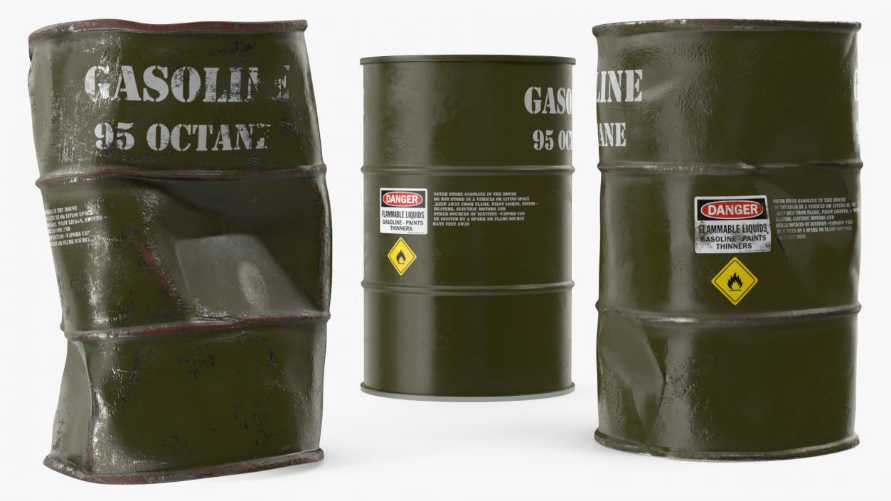 3D model Gasoline 95 Octane Metal Barrel Set