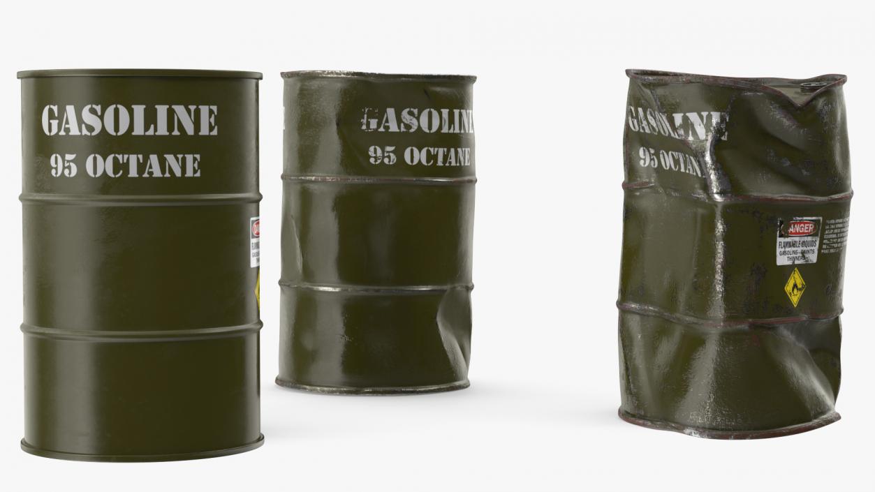 3D model Gasoline 95 Octane Metal Barrel Set