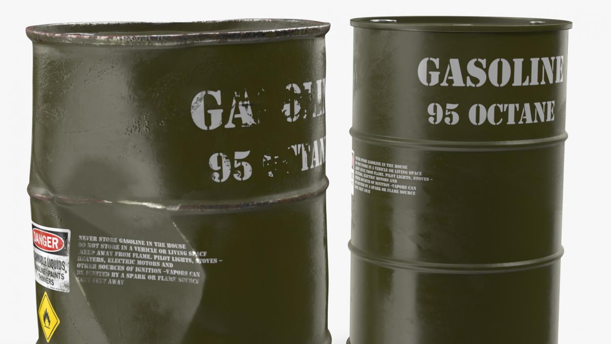 3D model Gasoline 95 Octane Metal Barrel Set