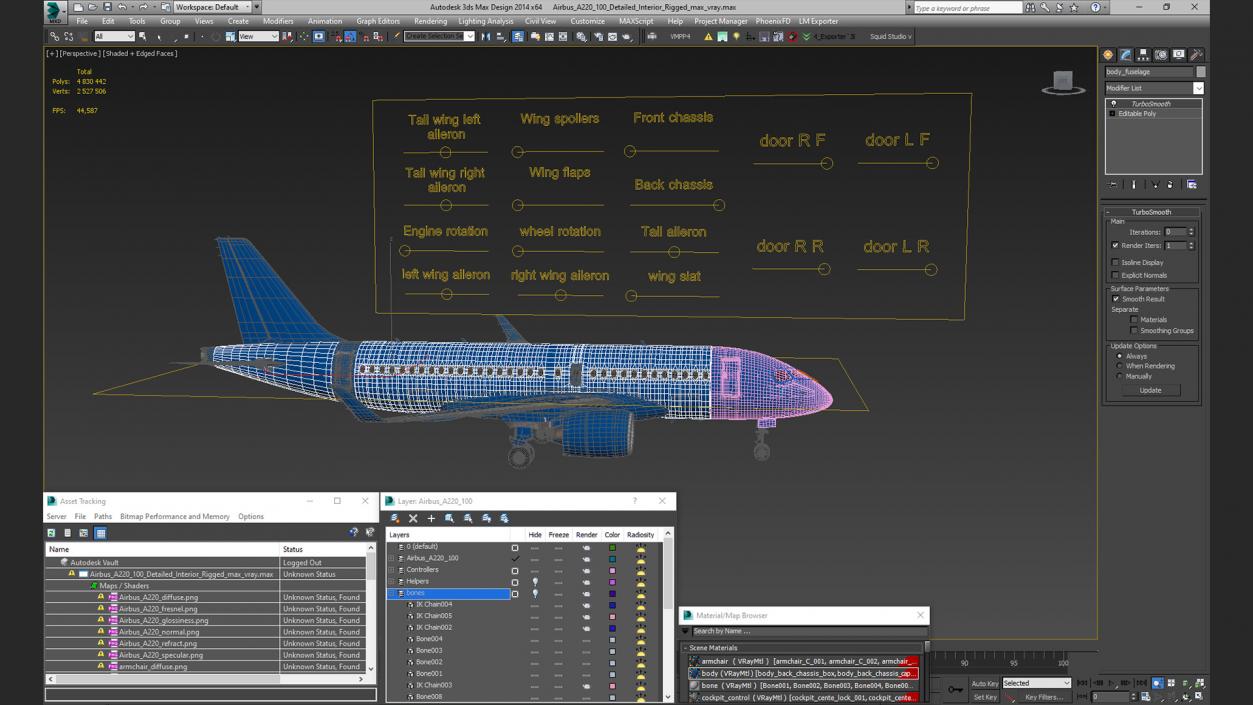 Airbus A220 100 Detailed Interior Rigged 2 3D