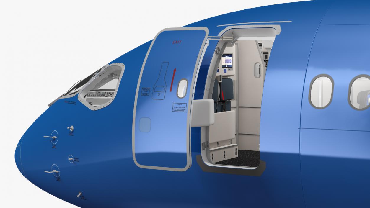 Airbus A220 100 Detailed Interior Rigged 2 3D