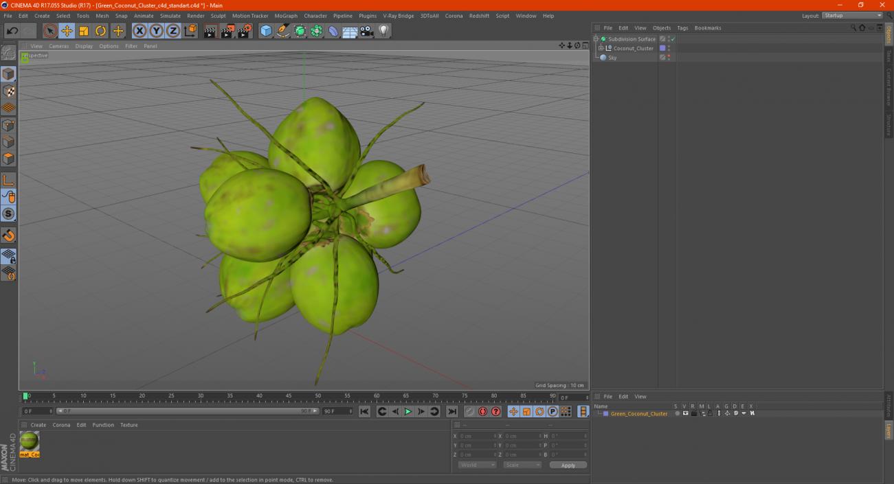 3D Green Coconut Cluster
