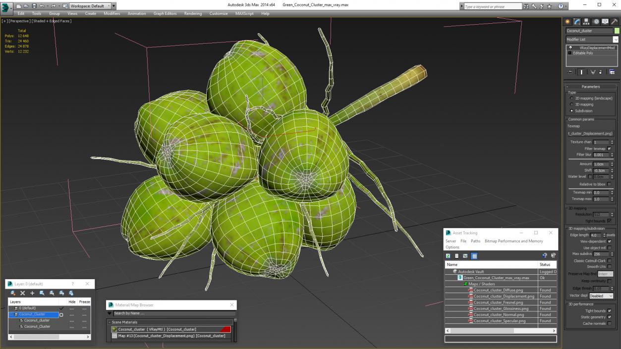 3D Green Coconut Cluster