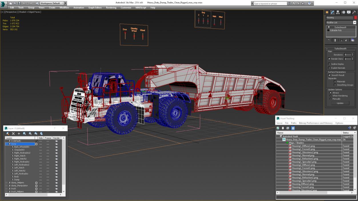 3D Heavy Duty Dump Trailer Clean Rigged