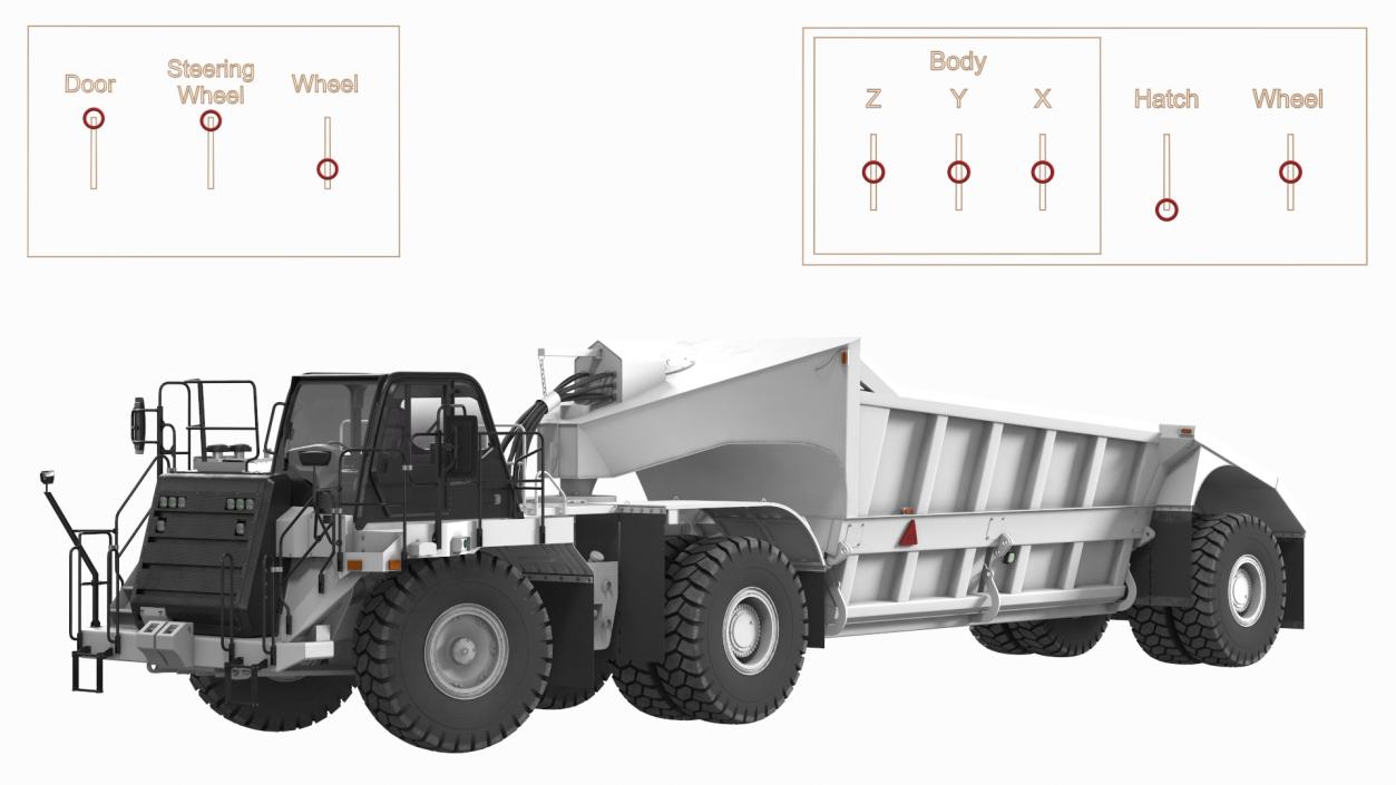 3D Heavy Duty Dump Trailer Clean Rigged