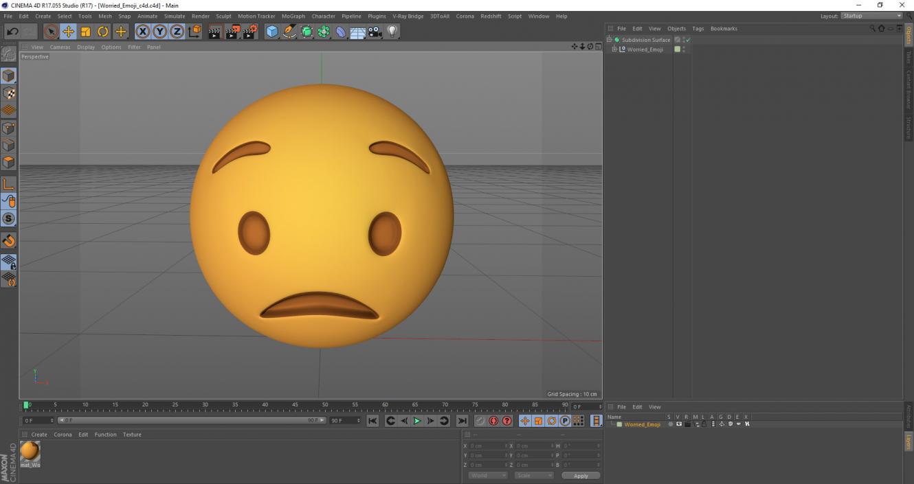 3D Worried Emoji model