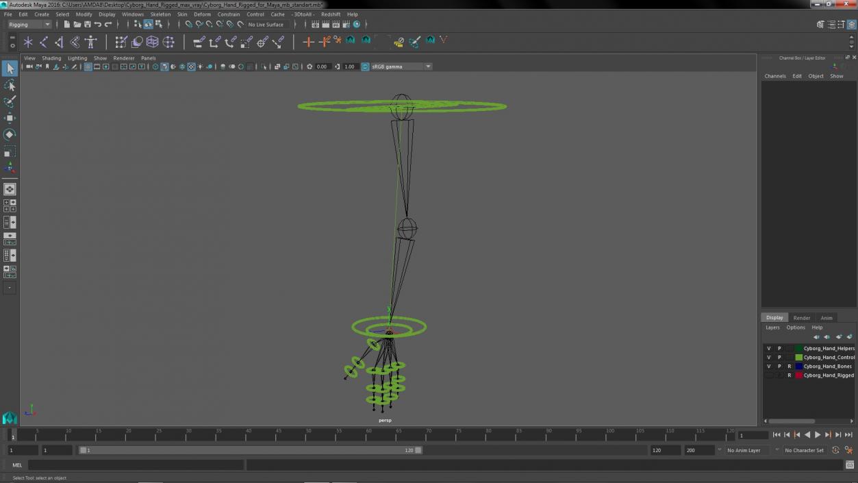 Cyborg Hand Rigged for Maya 3D