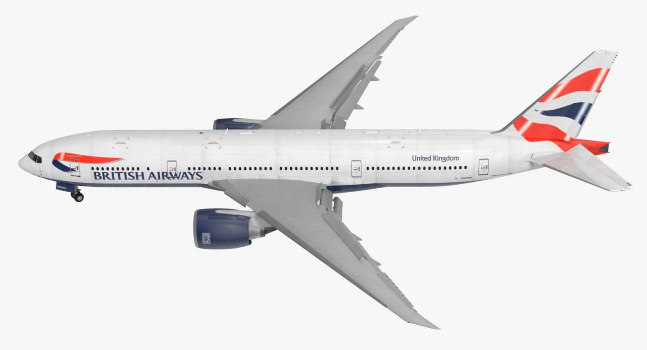 Boeing 777 200LR British Airways Rigged 3D model