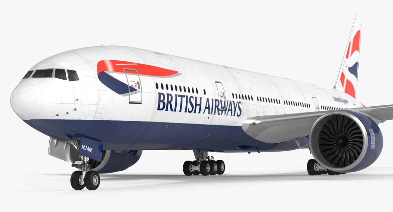 Boeing 777 200LR British Airways Rigged 3D model