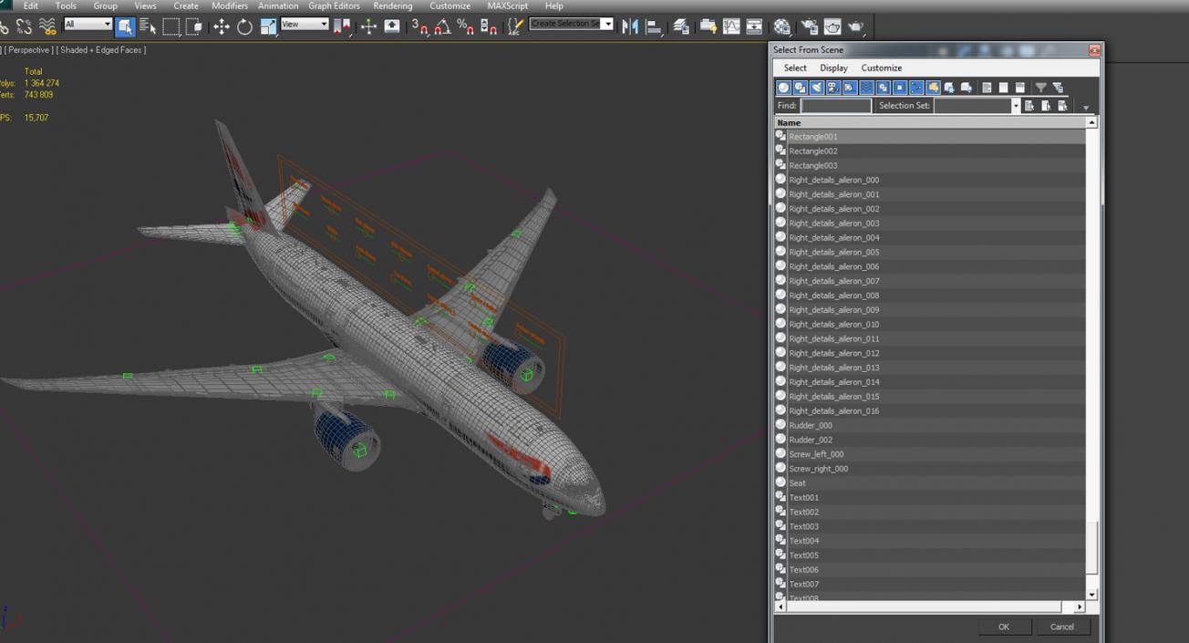 Boeing 777 200LR British Airways Rigged 3D model