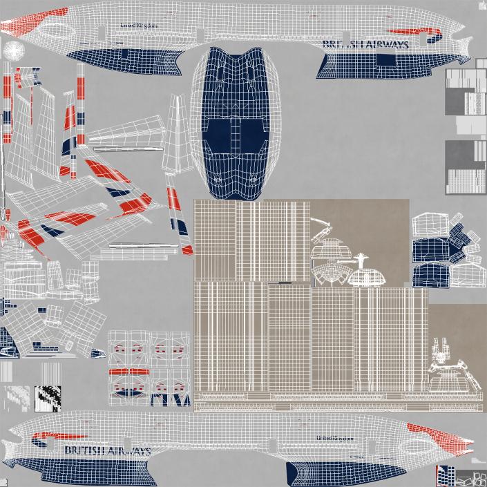 Boeing 777 200LR British Airways Rigged 3D model