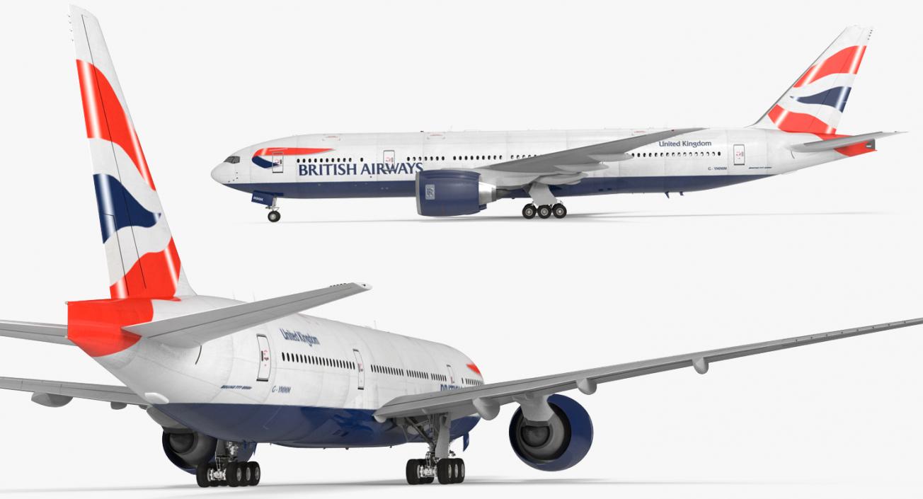 Boeing 777 200LR British Airways Rigged 3D model