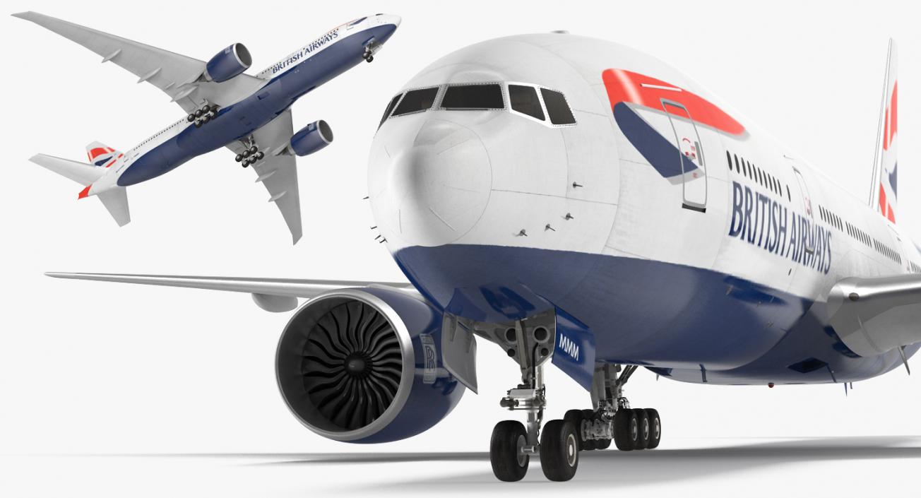 Boeing 777 200LR British Airways Rigged 3D model