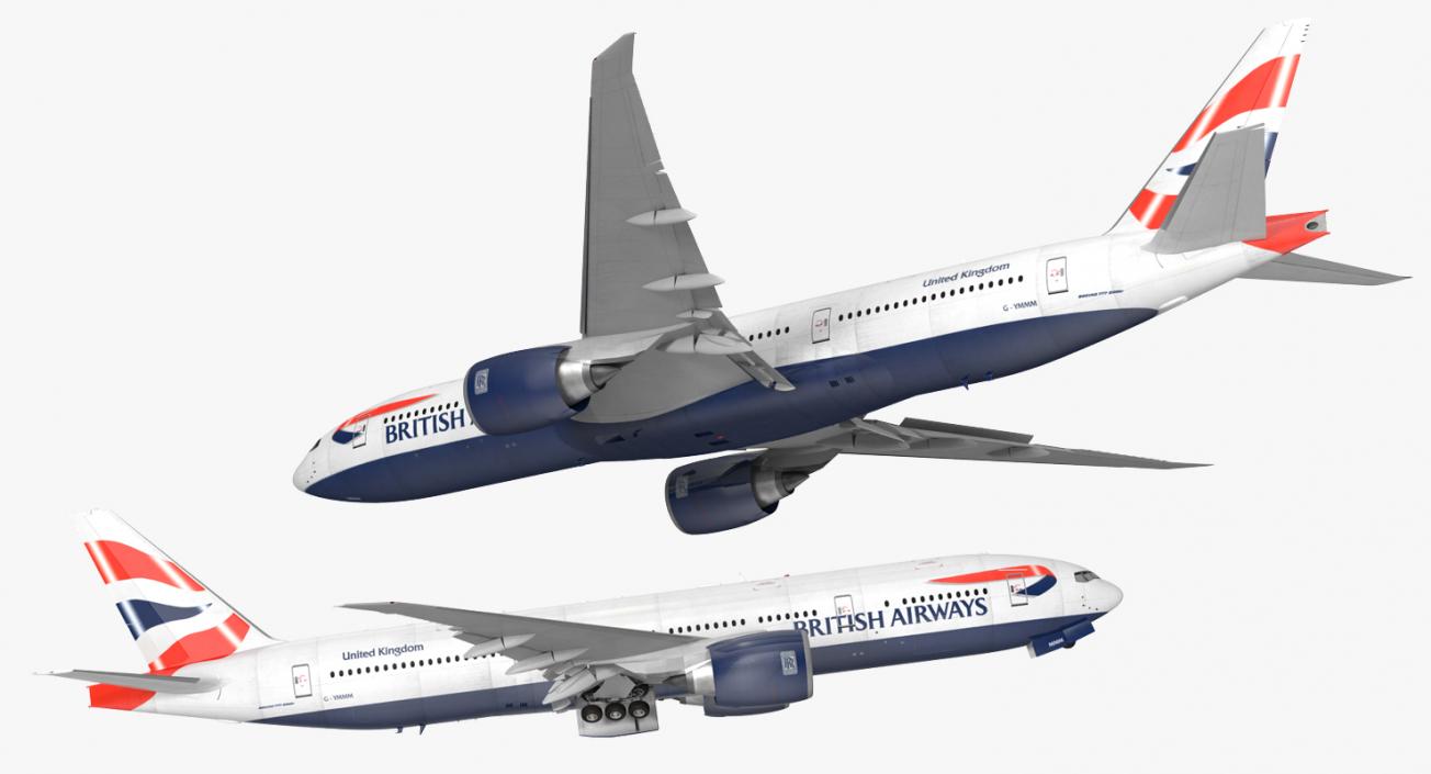 Boeing 777 200LR British Airways Rigged 3D model