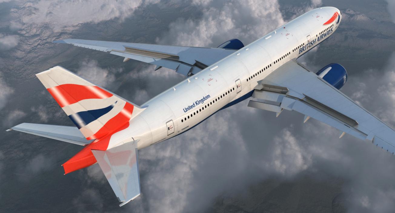 Boeing 777 200LR British Airways Rigged 3D model