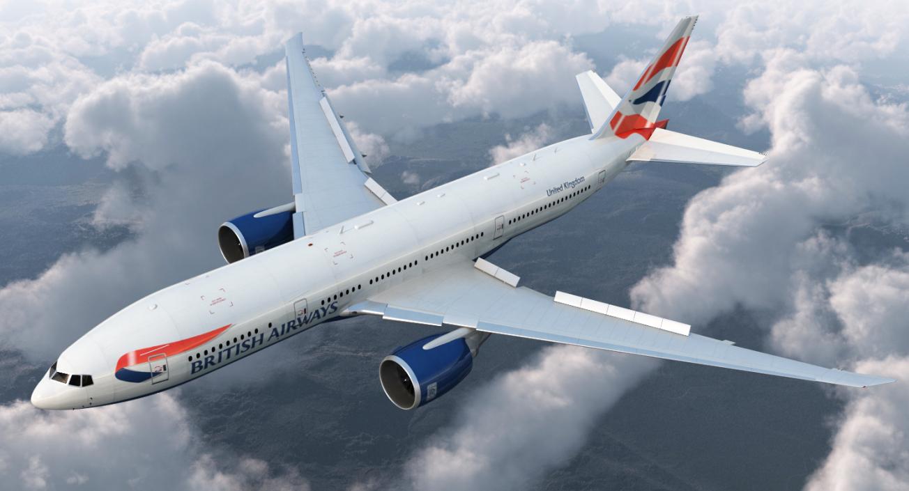 Boeing 777 200LR British Airways Rigged 3D model