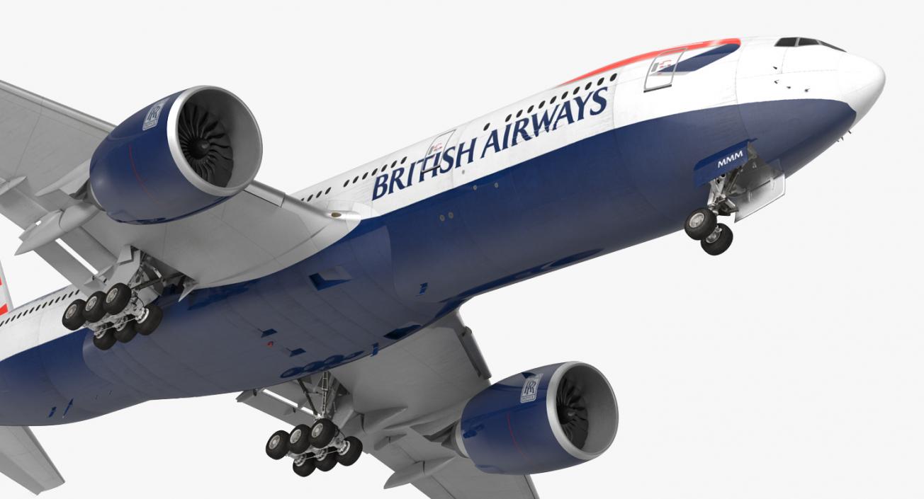 Boeing 777 200LR British Airways Rigged 3D model