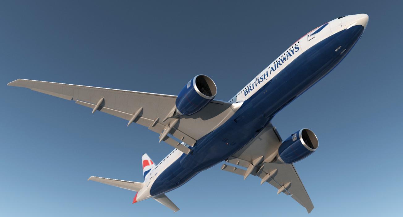 Boeing 777 200LR British Airways Rigged 3D model