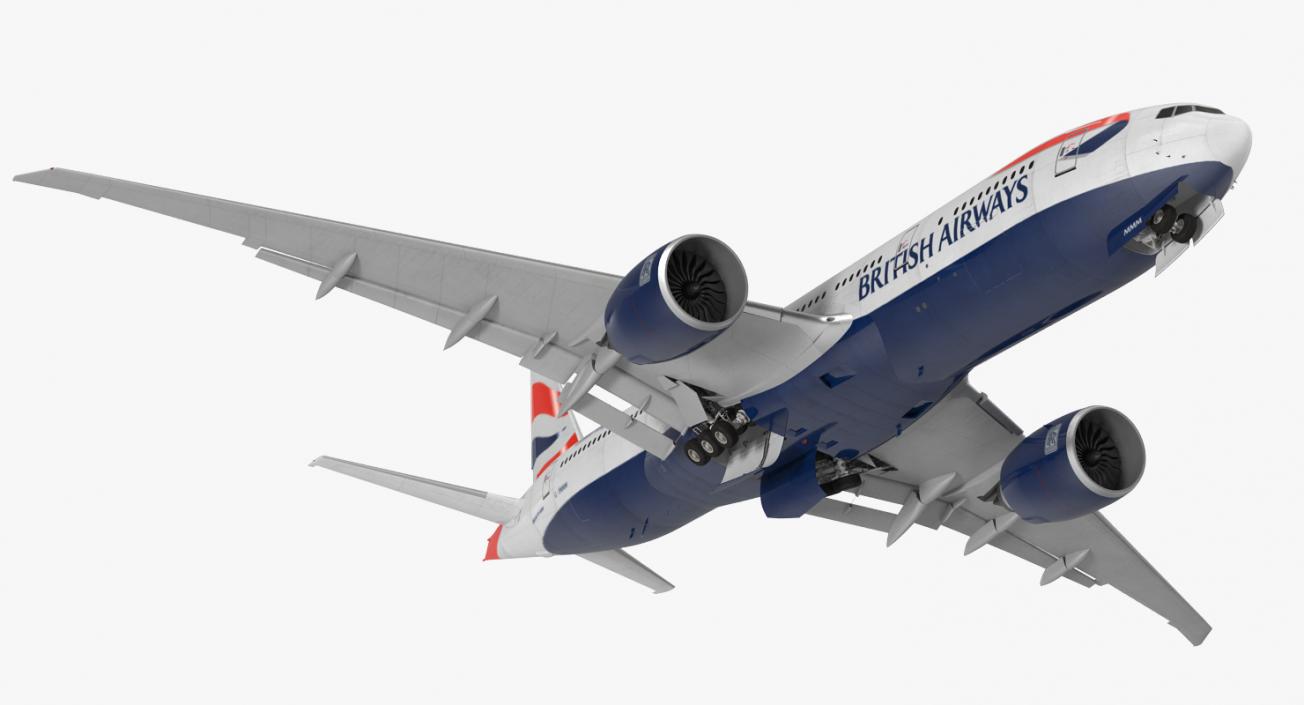 Boeing 777 200LR British Airways Rigged 3D model