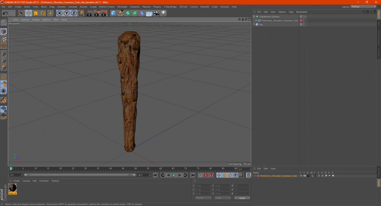 3D Prehistoric Wooden Caveman Club