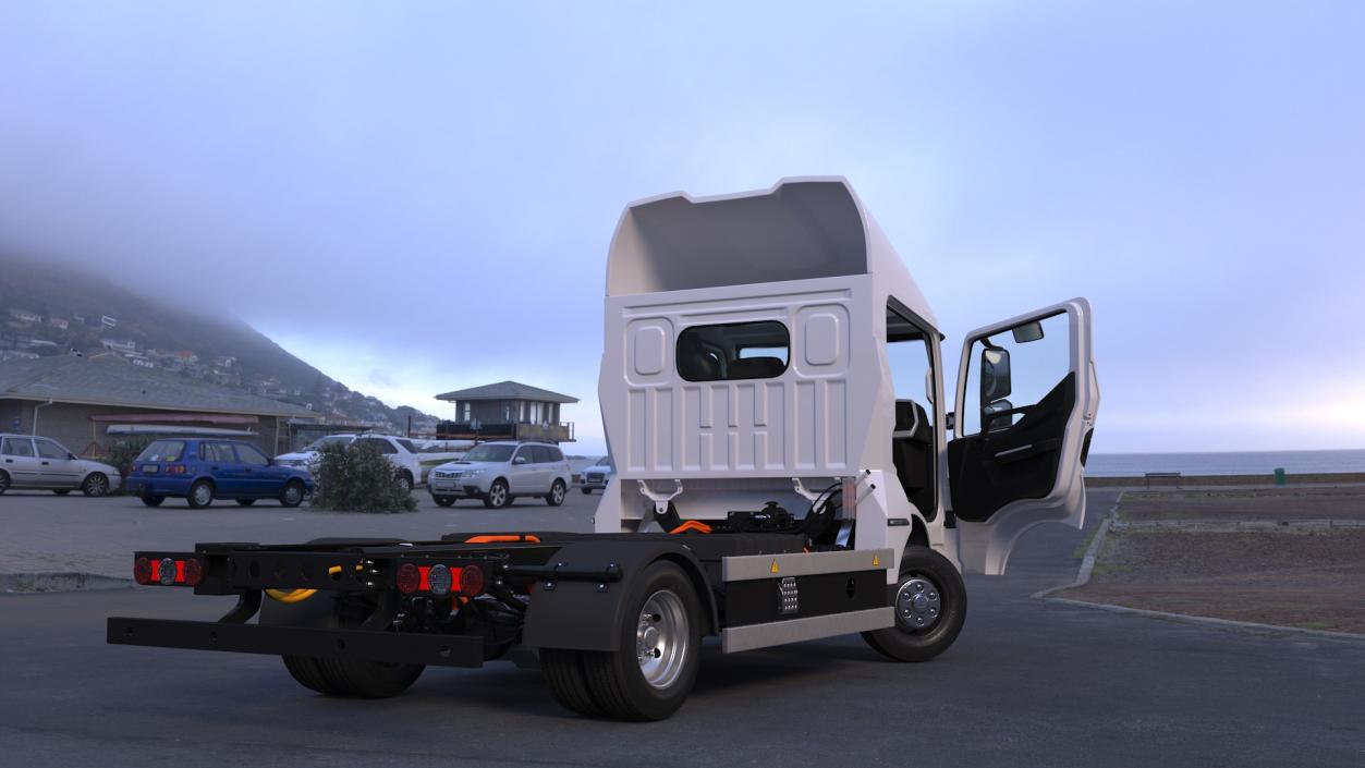 Electric Truck BYD ETM6 Chassis White Rigged 3D model