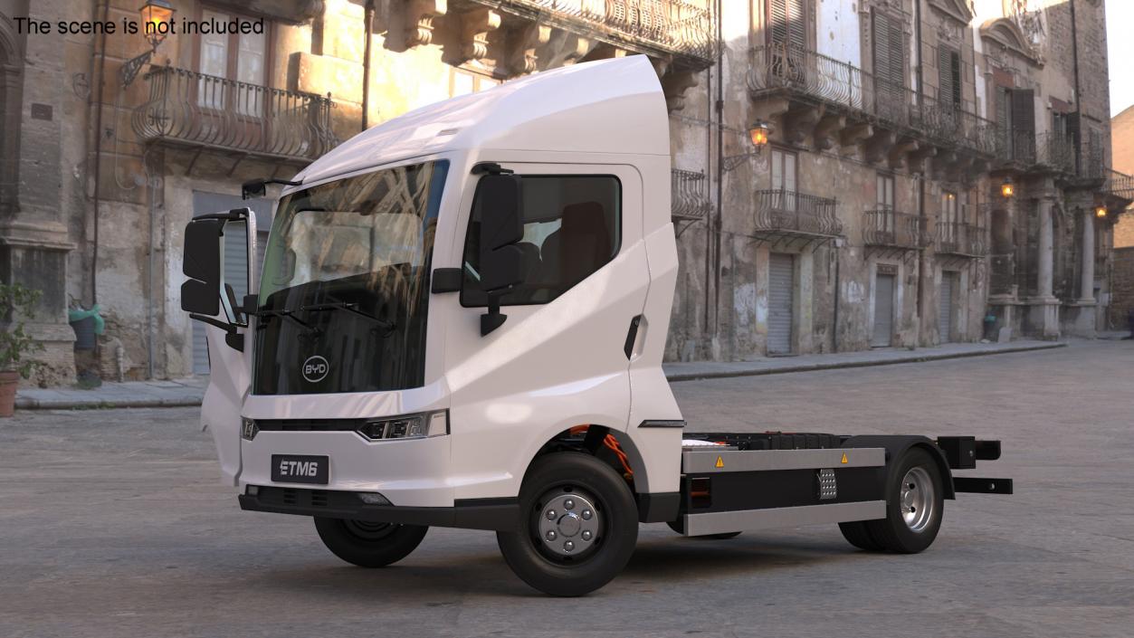 Electric Truck BYD ETM6 Chassis White Rigged 3D model