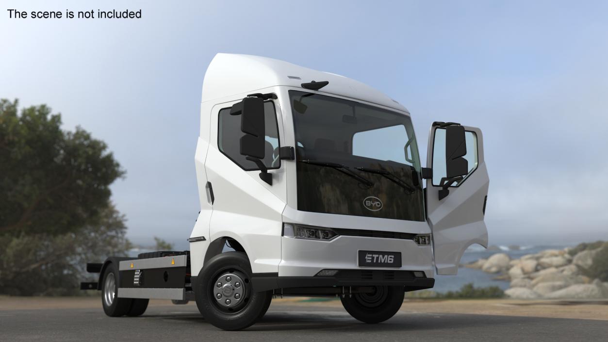 Electric Truck BYD ETM6 Chassis White Rigged 3D model