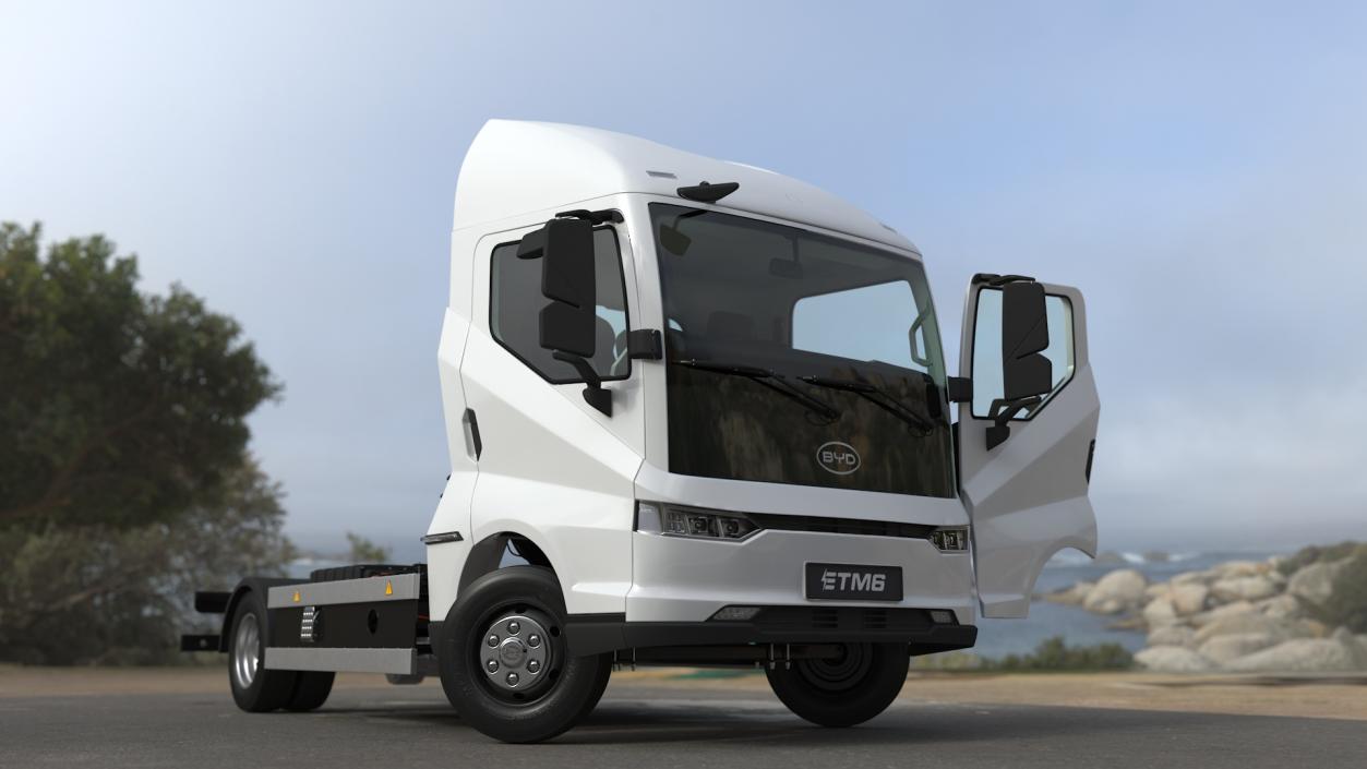 Electric Truck BYD ETM6 Chassis White Rigged 3D model