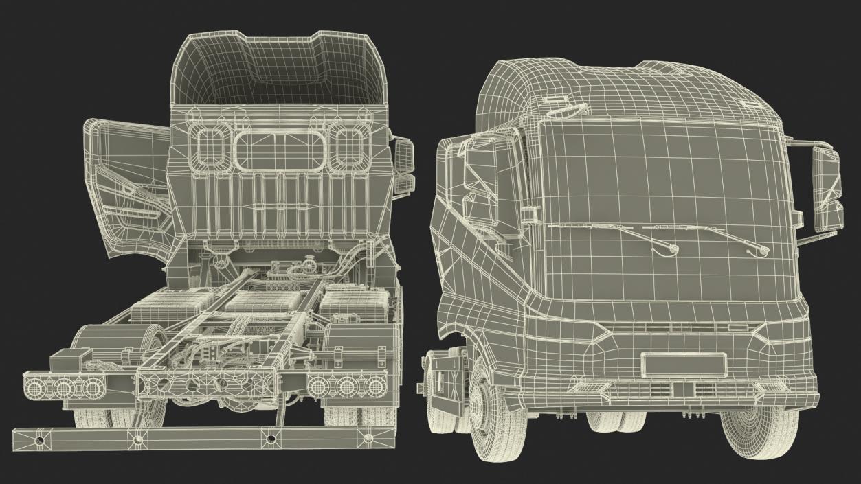 Electric Truck BYD ETM6 Chassis White Rigged 3D model