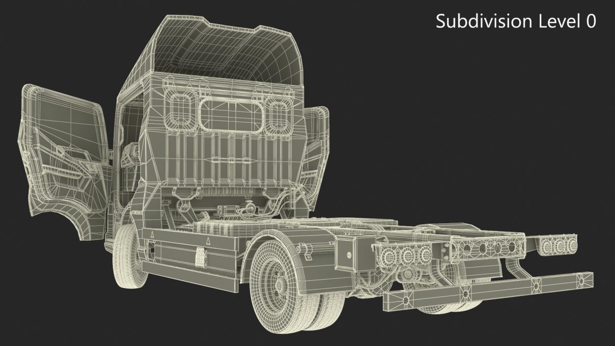 Electric Truck BYD ETM6 Chassis White Rigged 3D model